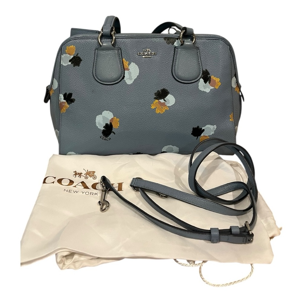 Coach Nolita Blue Floral print pebbled leather satchel shoulder bag - Picture 2 of 11